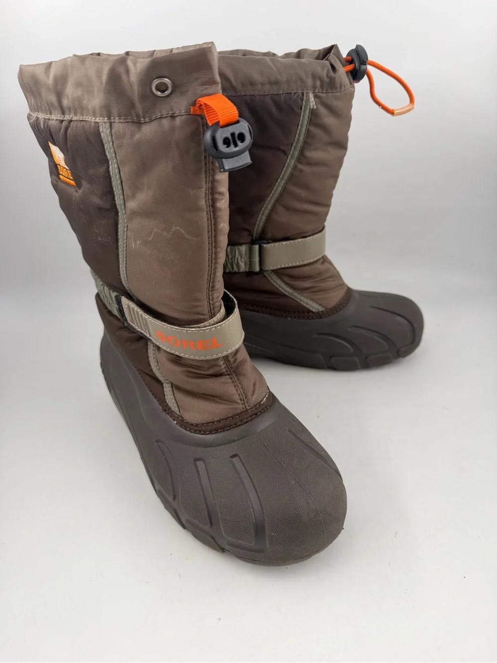 Sorel Kids Flurry -SZ 6- Brown Orange Waterproof Insulated Winter Snow Boots